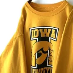 アイオワ HAWKEYS スウェット トレーナー イエロー 黄色 古着