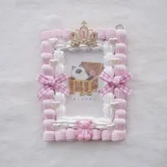 ホイップデコ トレカケース 硬質ケース ♡ピンク×白 王冠くま♡