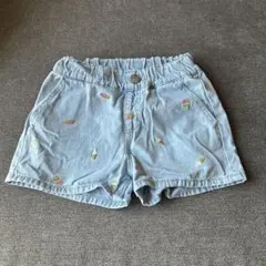 しまむら リトルウィークエンド アイス柄刺繍ショートパンツ 90