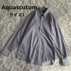 アクアスキュータム Aquascutum 長袖シャツ　ストライプ　ボタンダウン