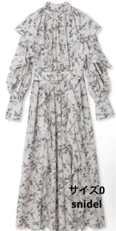 ☆美品☆snidelプリントフリルワンピース花柄ホワイトサイズ0