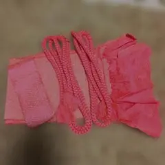 美品【おまとめ】帯揚げ、帯締め2本、半衿　4点セット.+゜ピンク