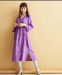 ジャガード ファブリック×レース・カシュクール ONE PIECE