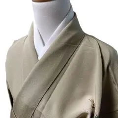 6k1006 着物 正絹 袷 色無地 一つ紋 家紋 作家物 落款 茶色 無地 