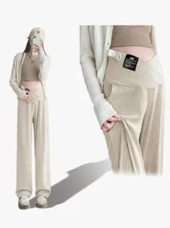 ベージュ ワイドパンツ Lサイズ