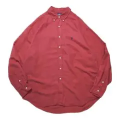 90s Ralph Lauren 長袖 BDシャツ レッド シルク リネン