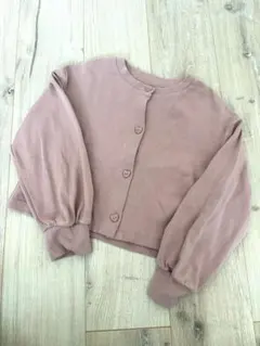 ジーユー GU GIRLSジャージークロップドカーディガン ピンク 130