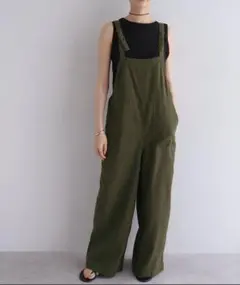 【値下げ】andme リネン混ワイドベイカーサロペットのサムネイル