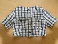 ツイードジャケット 半袖 白