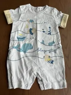 【美品】SLAP SLIP 半袖ロンパース 70 海柄 マリン柄 くじら