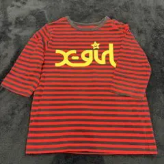 x-girl☆赤紺 ボーダー Tシャツ☆110サイズ☆7分袖☆激安のサムネイル