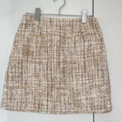 ベージュ ツイード ミニスカート