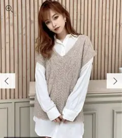 RESEXXY ニットベストレイヤードシャツ　ワンピース