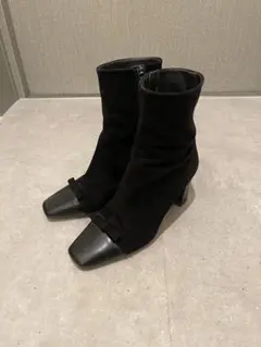 《冬底仕様》DIANA chayコラボ　リボンスエードショートブーツ 　黒