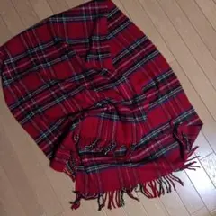 タータンチェック 赤 ストール　大判　レトロ