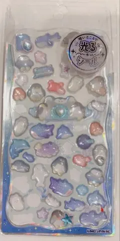ふわふわうみのなかまたち　プチドロップステッカー　光るジュエルプチドロップ