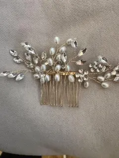 パールとクリスタルのヘアコーム