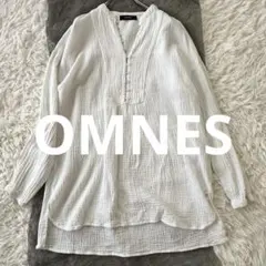 OMNES ダブルガーゼ ギャザーチュニックブラウス 綿100% 白のサムネイル