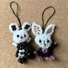 ビーズ　うさぎストラップ ２個
