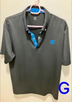 Champion ポロシャツ L グレー/青 G