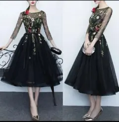 パーティードレス　花柄　レース