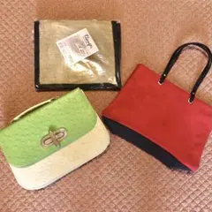 カバン3種 ハンドバッグ ショルダーバッグ カラージュートバッグ 3点まとめ売り