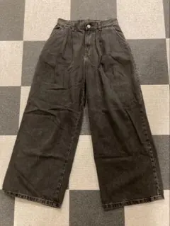 GU ブラック　グレー　デニムパンツ　ジーンズ　ティーンL