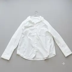 美品 自由区 長袖 シャツ 白 44 大きいサイズ 　ゆったり オフィス 上品のサムネイル