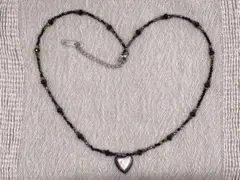 【未使用】ネックレス ハート ブラック キラキラ レトロ アンティーク風