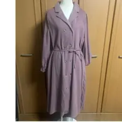 rps ＢＡＣＫプリーツ切替 M パープル ダブルブレスト ワンピース