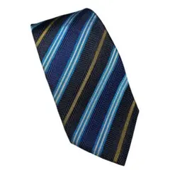 Cricket ネクタイ　ストライプ　ネイビー　イエロー　ブラック　水色