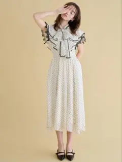 エムミーエメ Monochrome flower ribbon onepiece - メルカリ