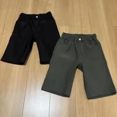 キッズ ハーフパンツ 2枚セット 130サイズ ブラック カーキ
