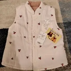 新品未使用リバーシブル花柄ベビーベスト 95cm