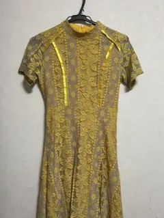 イエロー　ロングドレス　ワンピース　チャイナ