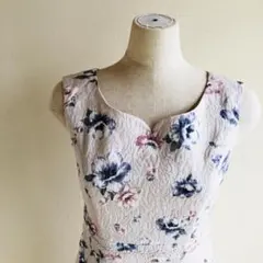 Feroux 花柄 ノースリーブワンピース フラワーストレッチ 「F193