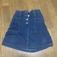 デニムブルー Aラインスカート ボタン付き