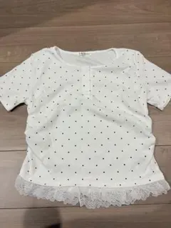 Lulu Amour ドット柄 半袖カットソー レース裾のサムネイル