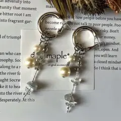 ◆SALE750→700円天然石ラブラドライト2連パール3wayピアスイヤリング