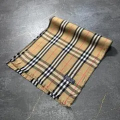 Burberrysバーバリーノバチェックマフラーウールイングランド製黒ブラック