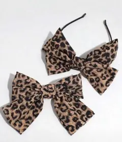 ヒョウ柄リボンカチューシャ