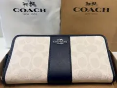 COACH グレーホワイト ブロックチェック 長財布 C2135 - メルカリ