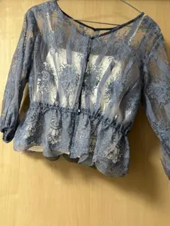 GRL ブルー レース トップス　SHEIN ホワイトフルリ付きキャミソール