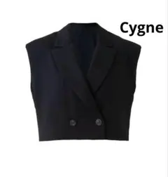 【Cygneシーニュ】パワショルショート丈ジレ　ブラック　タグ付き新品のサムネイル