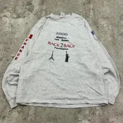 00s　フランス　アメリカ　メモリアル系　長袖　長袖Tシャツ　古着　杢グレー　L