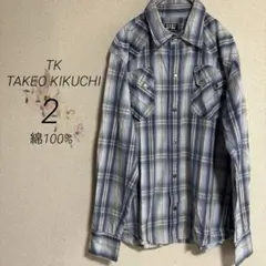 786【タケオキクチ】良品　長袖ウエスタンシャツ チェック柄 スナップボタン 2のサムネイル