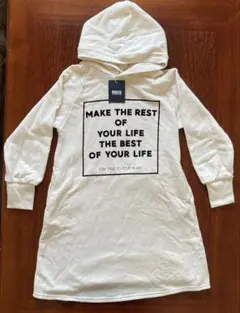 【新品タグ付き】BREEZE フードつきパーカー　パーカーワンピース　白　130
