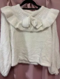evelyn リボン　ニット　白