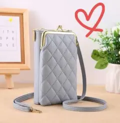 お値打ち！新品♡お財布機能付きスマホショルダー グレー♡