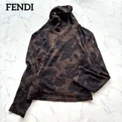 FENDI フェンディ カモフラ総柄 タートルネックニット　ウール　ズッカ　42